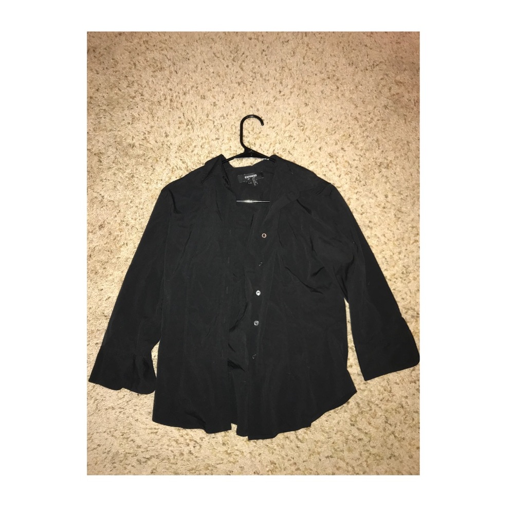 Vintage Black Half Sleeve Button Down